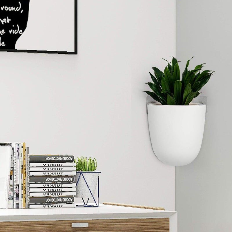 ORIMERC 2 Pack Corner Wall Mounted Hanging Planter Self Watering Triangle Plastic Flower Pot Decorative Modern Plant Vase Container Holder for Succulent Indoor Outdoor Home Office DÃ©cor White - Image 4